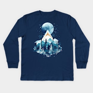 Winter Mountains Kids Long Sleeve T-Shirt